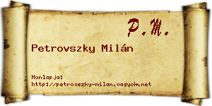 Petrovszky Milán névjegykártya