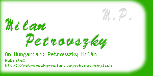 milan petrovszky business card